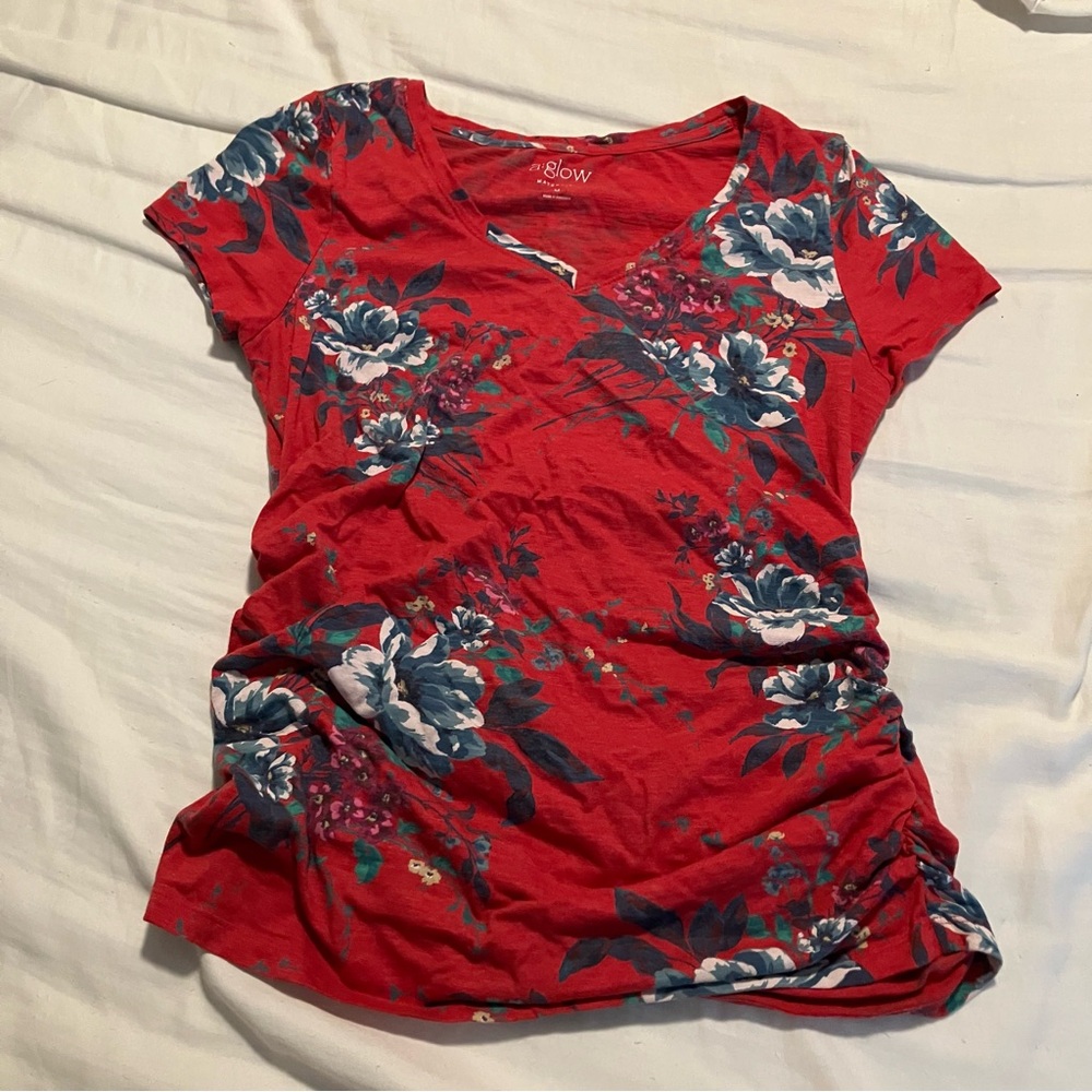 a:glow Red Ruched Short Sleeve T-Shirt
